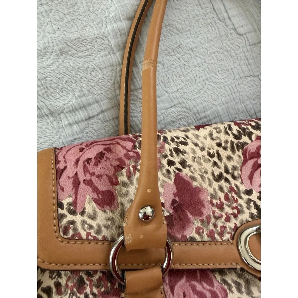 Guess Shoulder Bag Pink Rose Logo Print O-Ring Faux 2000s Y2K Indie Sleeze READ